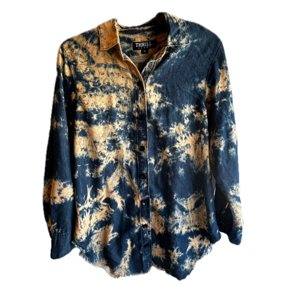 Thrill Distressed Denim Shirt Sz M